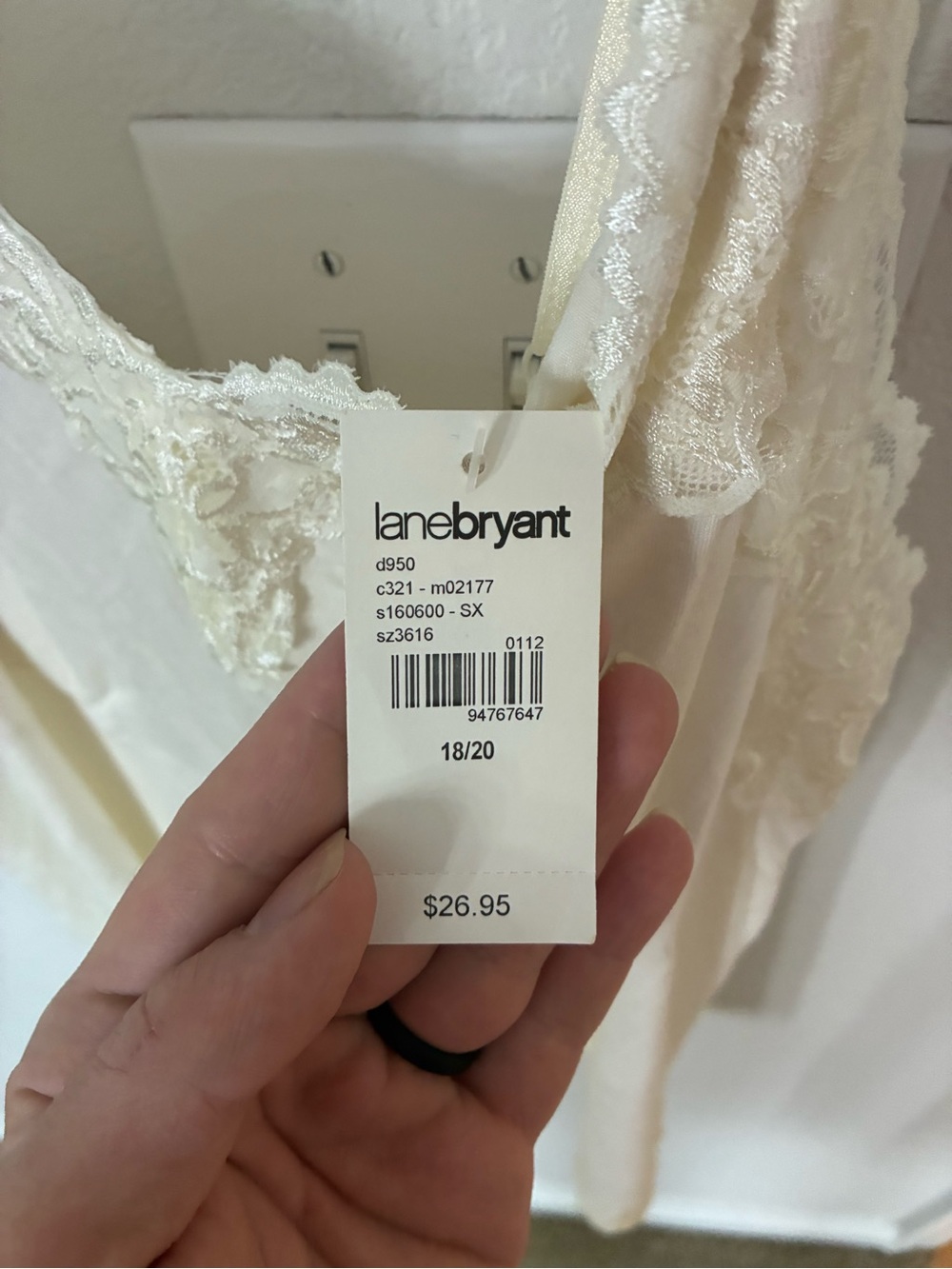 NWT Lane Bryant Ivory Lace Trim Cami Tank Top Size 18/20 Plus - Picture 3 of 4
